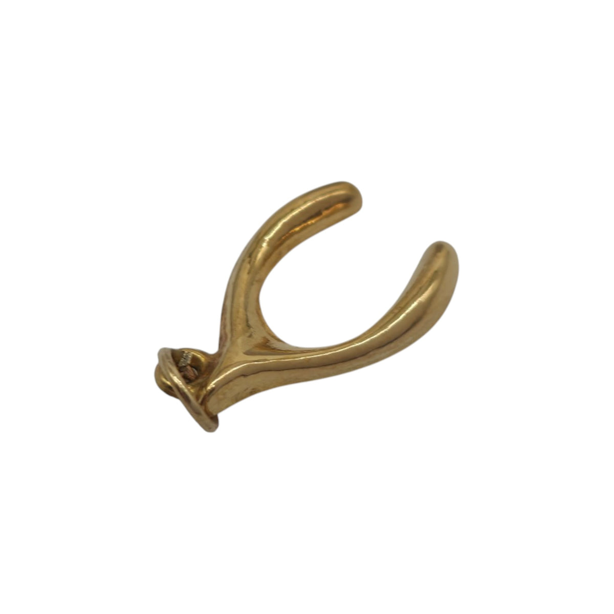9ct 375 Yellow Gold Wishbone Charm 1981 L 1.6 cm 0.3 g.