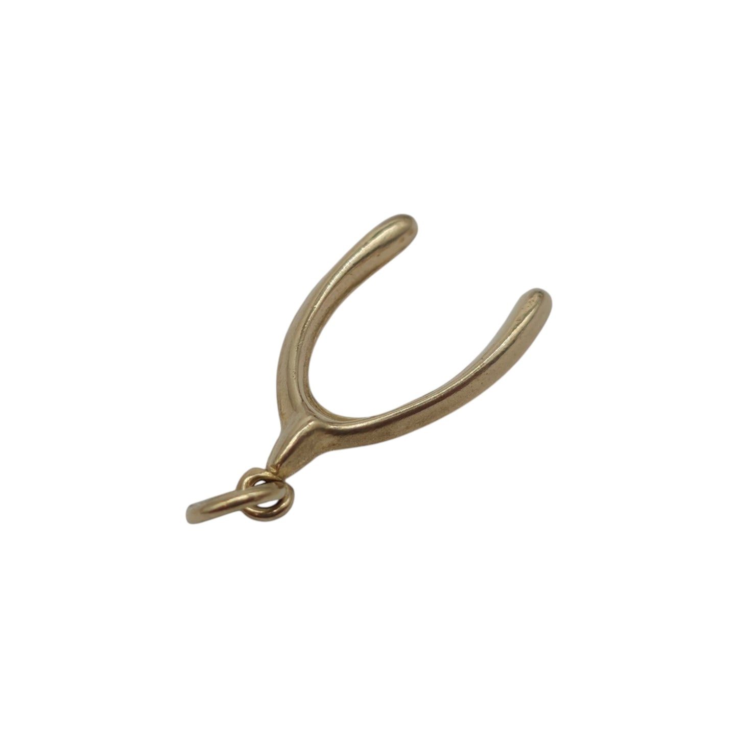 9ct 375 Yellow Gold Wishbone Charm 1962 L 1.5 cm 0.3 g.