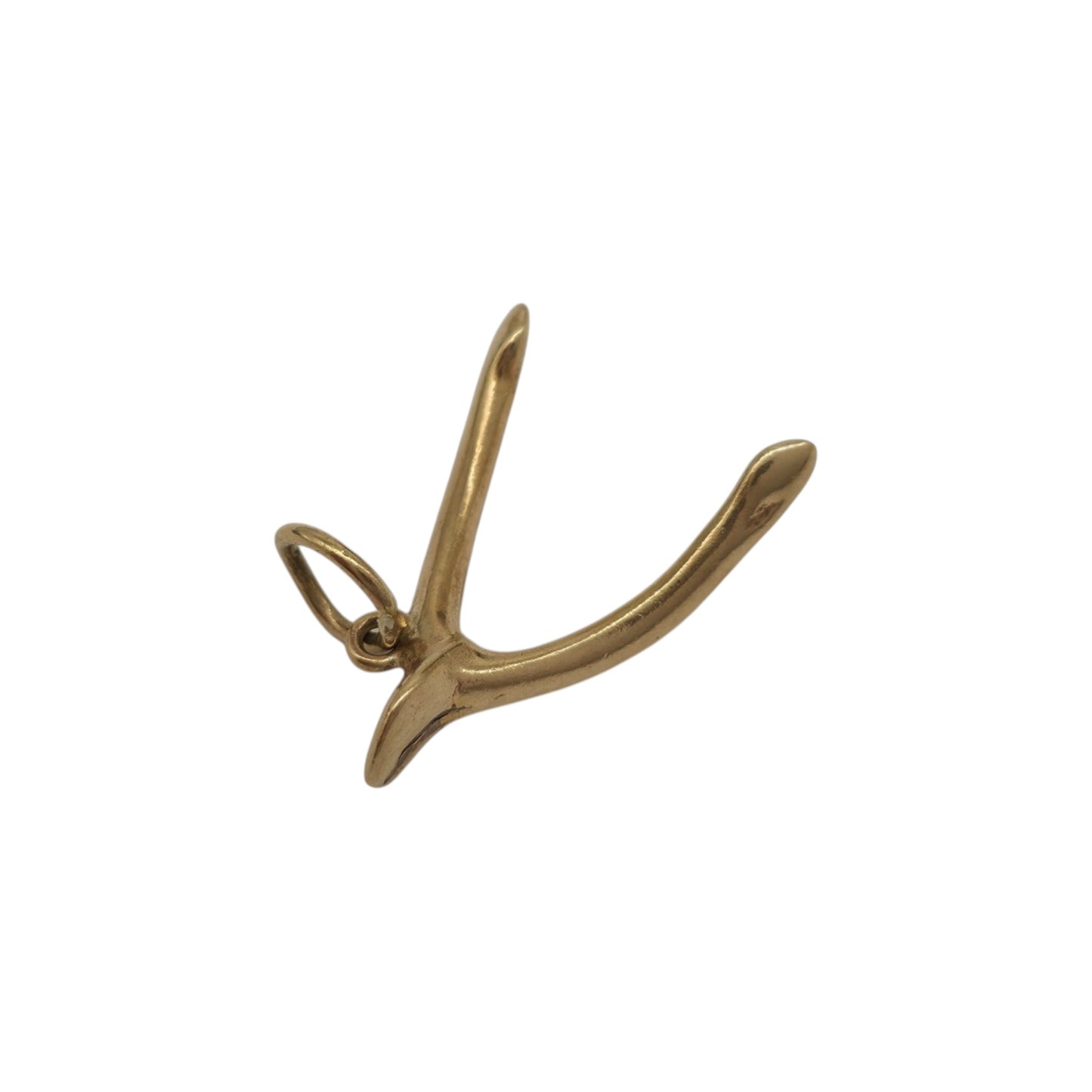 9ct 375 Yellow Gold Wishbone Charm 1955 L 1.7 cm 1.0 g.