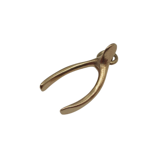 9ct 375 Yellow Gold Wishbone Charm 1970 L 1.7 cm 1.0 g.