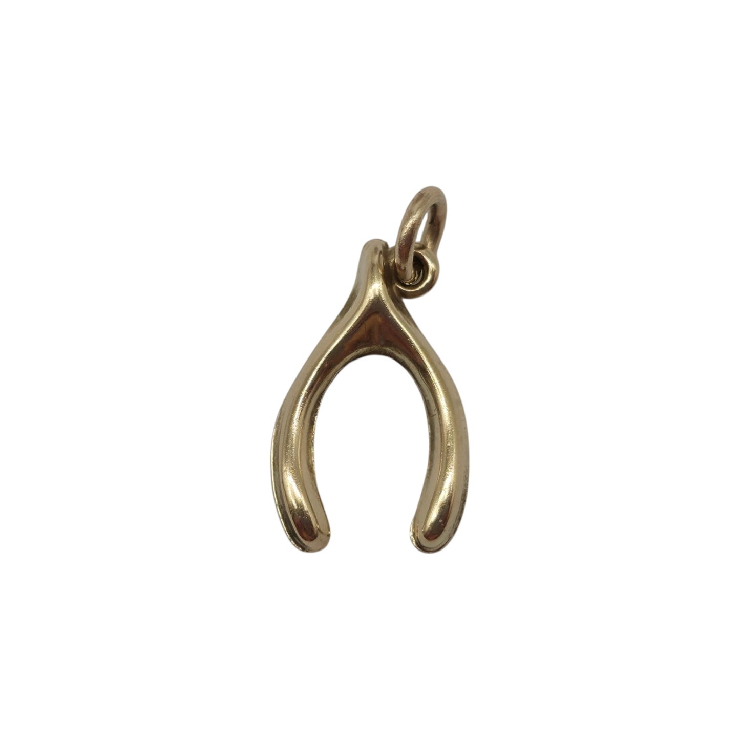 9ct 375 Yellow Gold Wishbone Charm 1964 L 1.6 cm 0.5 g.