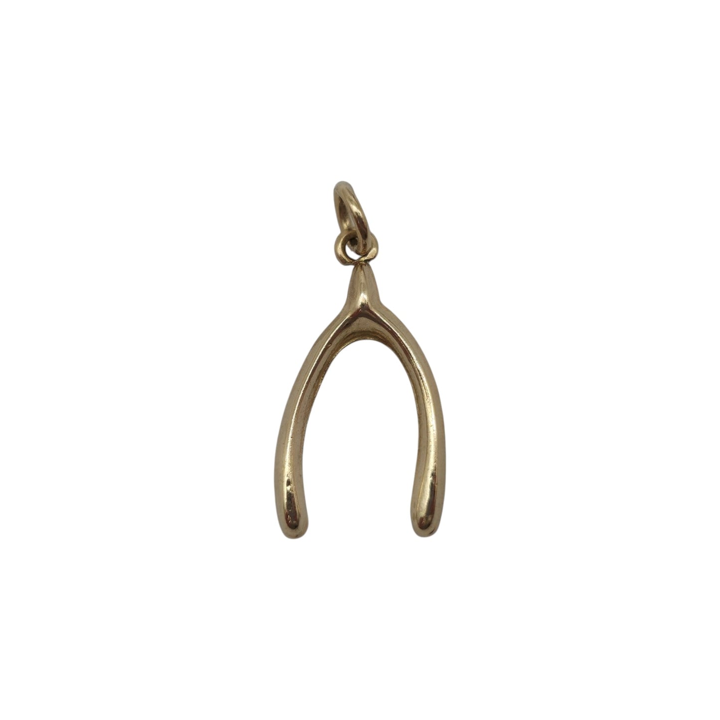 9ct 375 Yellow Gold Wishbone Charm 1962 L 1.5 cm 0.3 g.