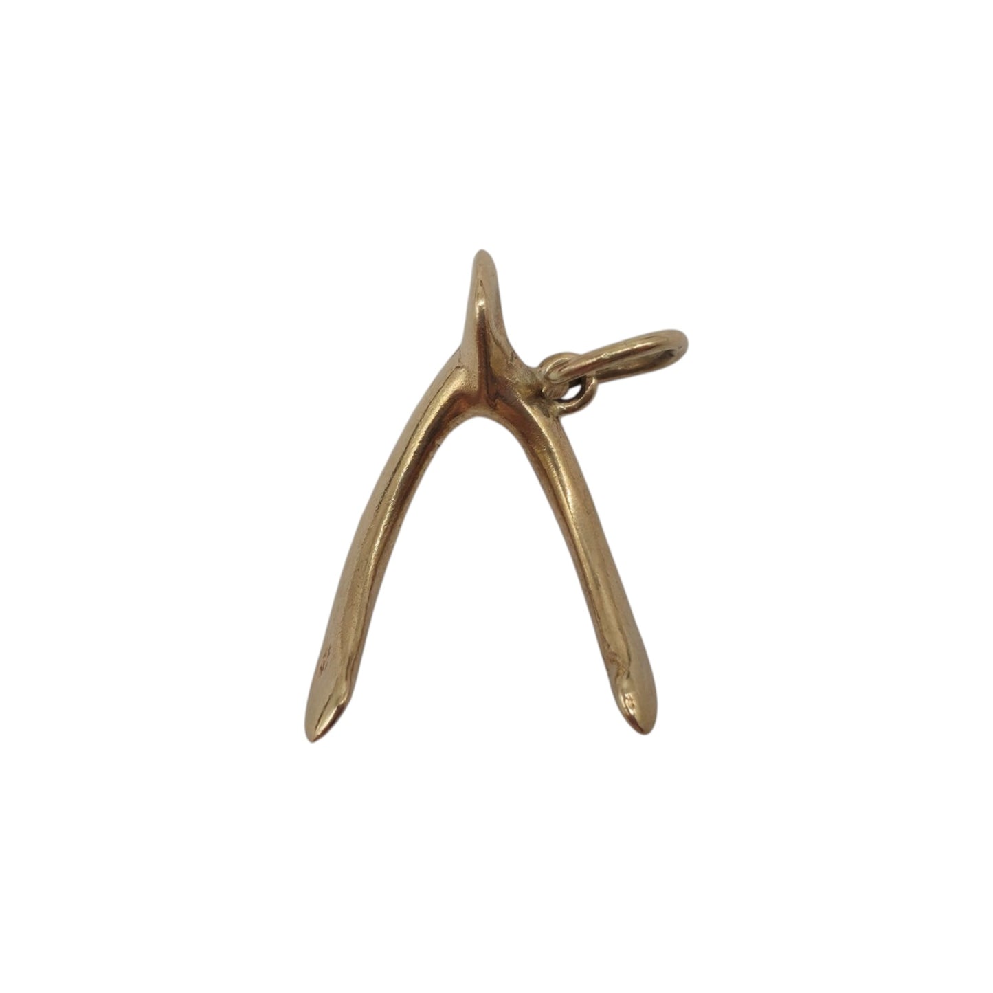 9ct 375 Yellow Gold Wishbone Charm 1955 L 1.7 cm 1.0 g.