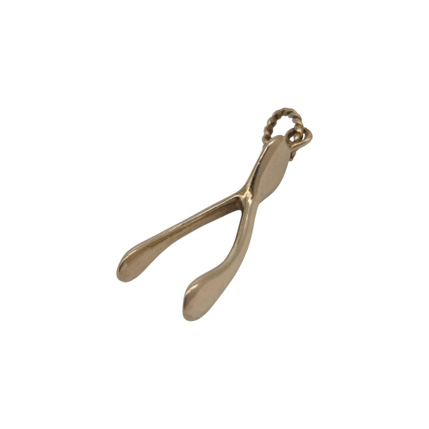 9ct 375 Yellow Gold Wishbone Pendant 1979 L 2.5 cm 2.8 g.