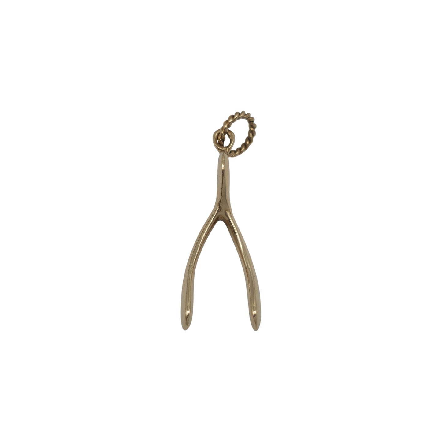 9ct 375 Yellow Gold Wishbone Pendant 1979 L 2.5 cm 2.8 g.
