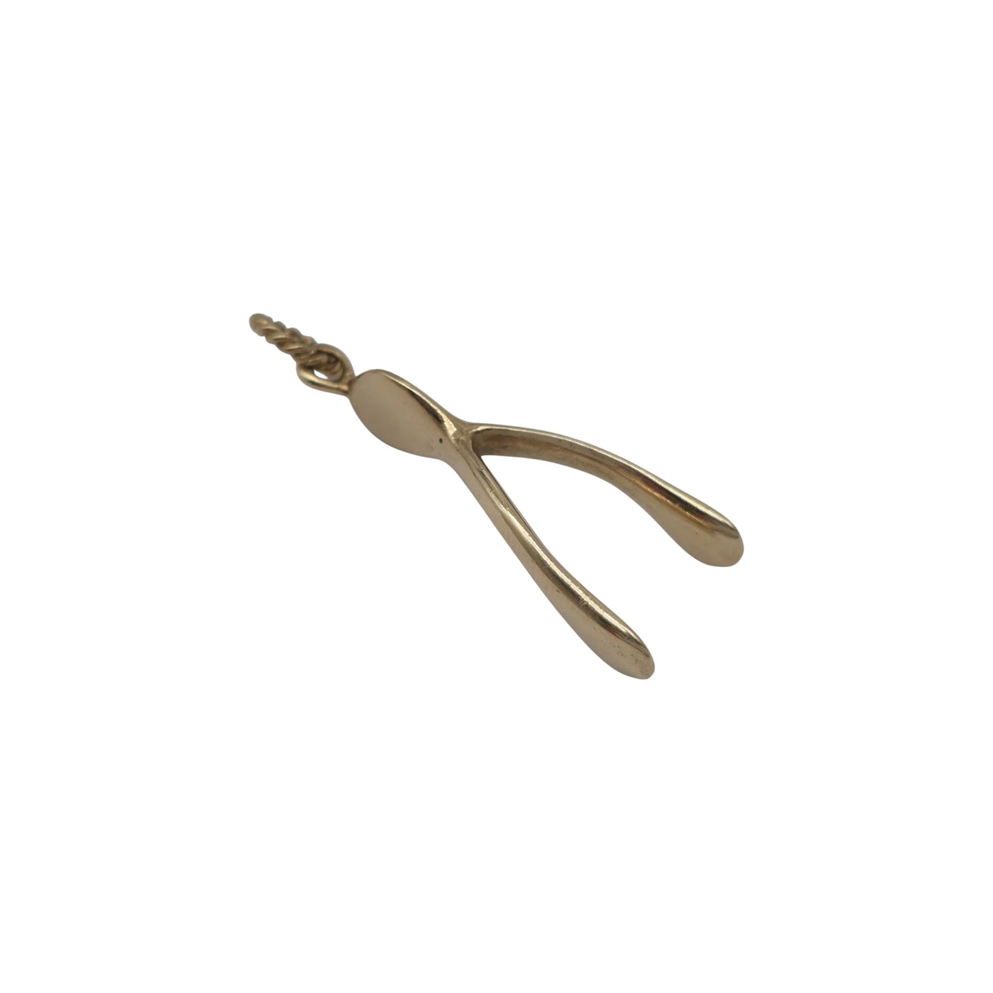 9ct 375 Yellow Gold Wishbone Pendant 1979 L 2.5 cm 2.8 g.