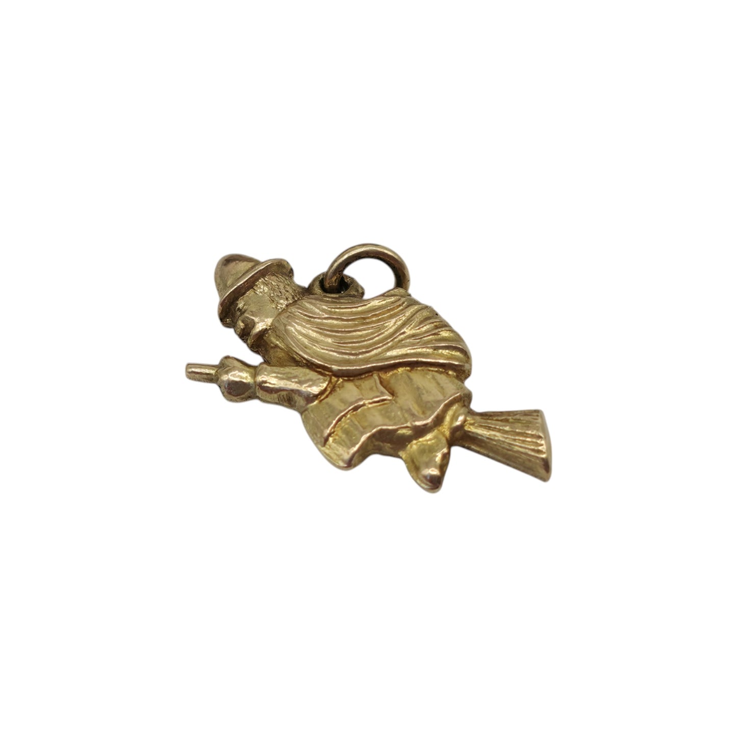 9ct Yellow Gold Witch On Broomstick Charm L 1.8 cm 0.6 g.