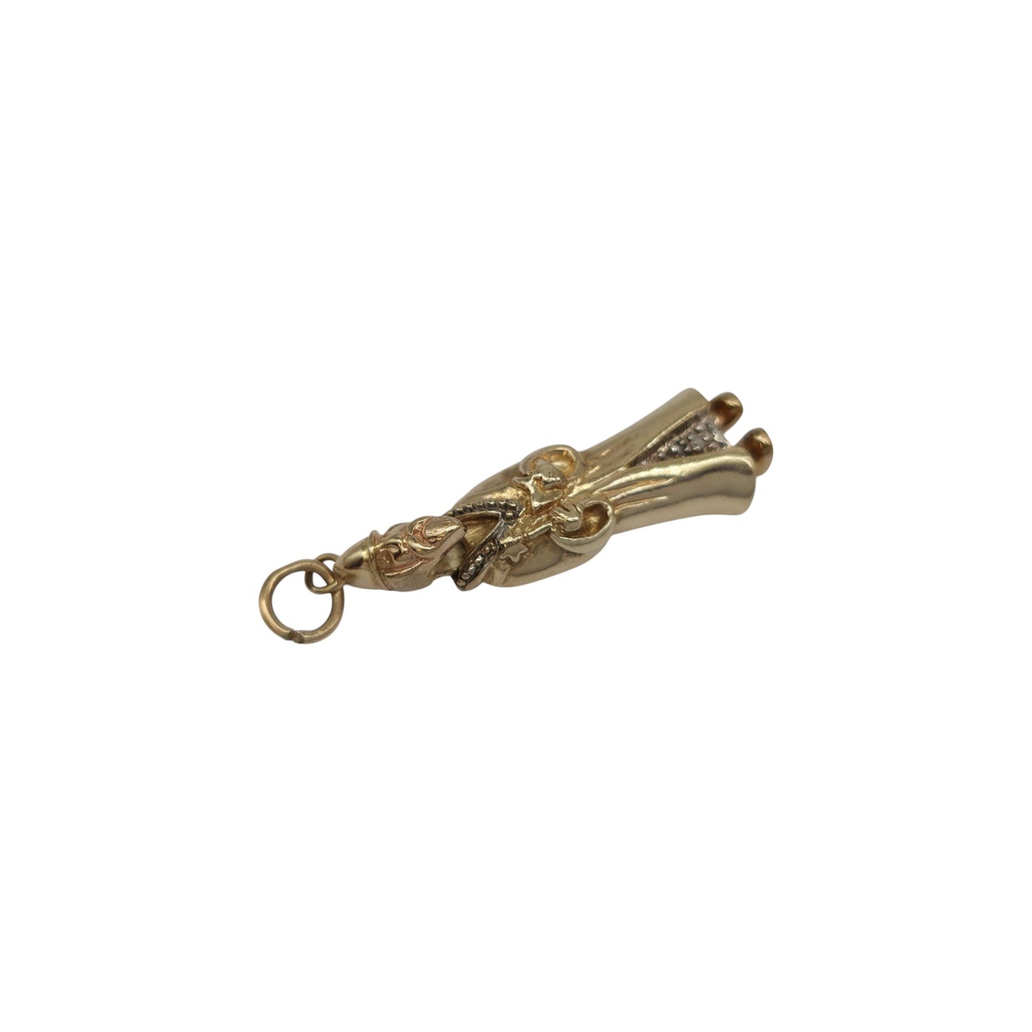 9金イエローゴールド 可動式魔法使いチャーム ダイヤモンド付き 長さ2.8cm 4.9g