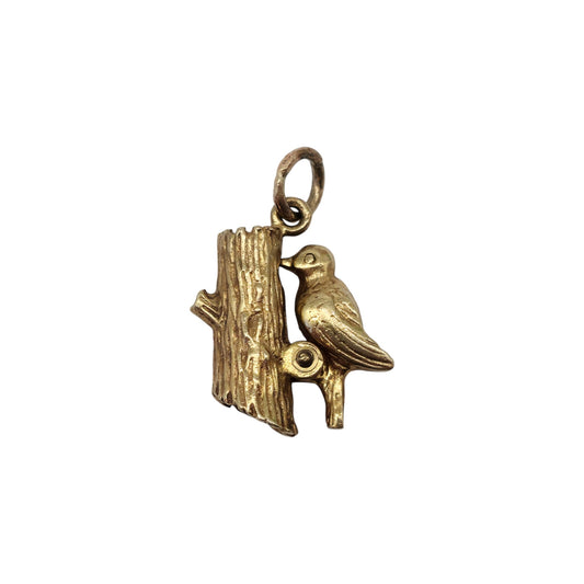 9ct 375 Yellow Gold Articulated Woodpecker Charm 