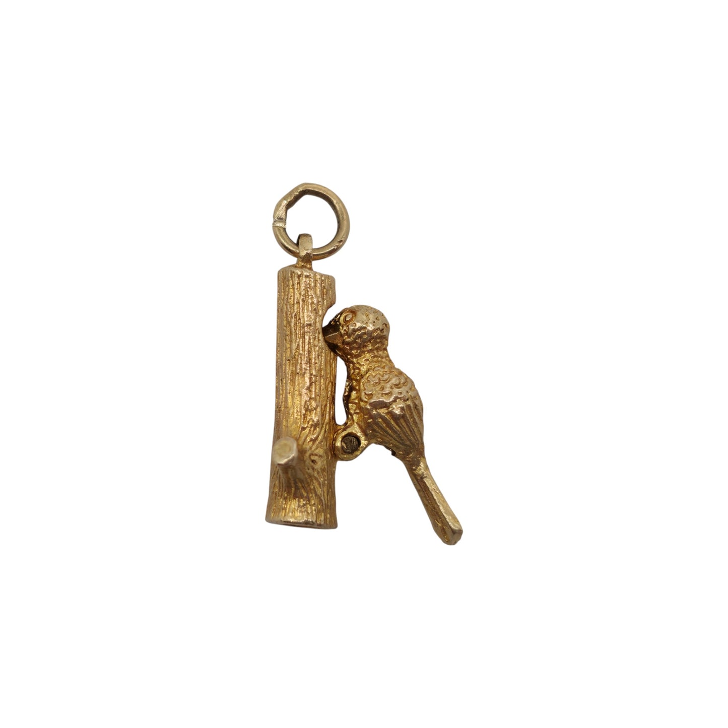 9ct 375 Yellow Gold Woodpecker Articulated Charm 1969 L 1.8 cm 2.5 g.