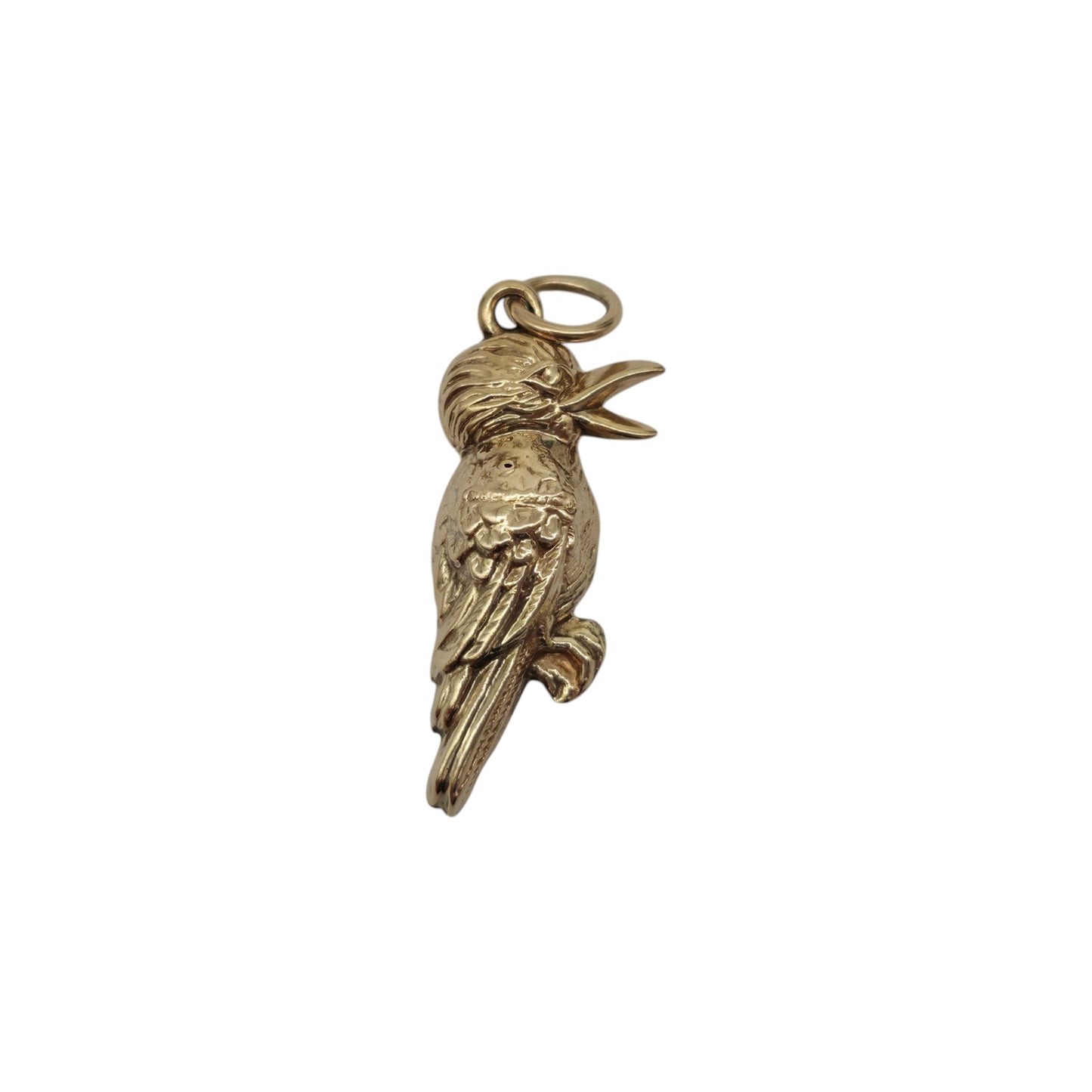 9ct 375 Yellow Gold Woodpecker Charm 1978 L 2.1 cm 1.0 g.