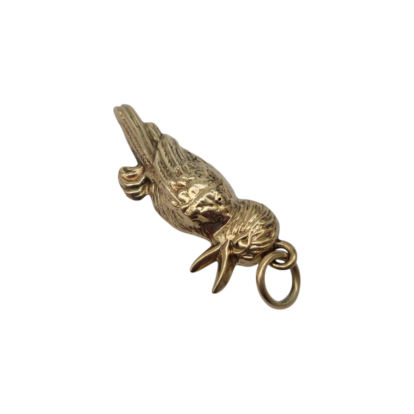 9ct 375 Yellow Gold Woodpecker Charm 1978 L 2.1 cm 1.0 g.
