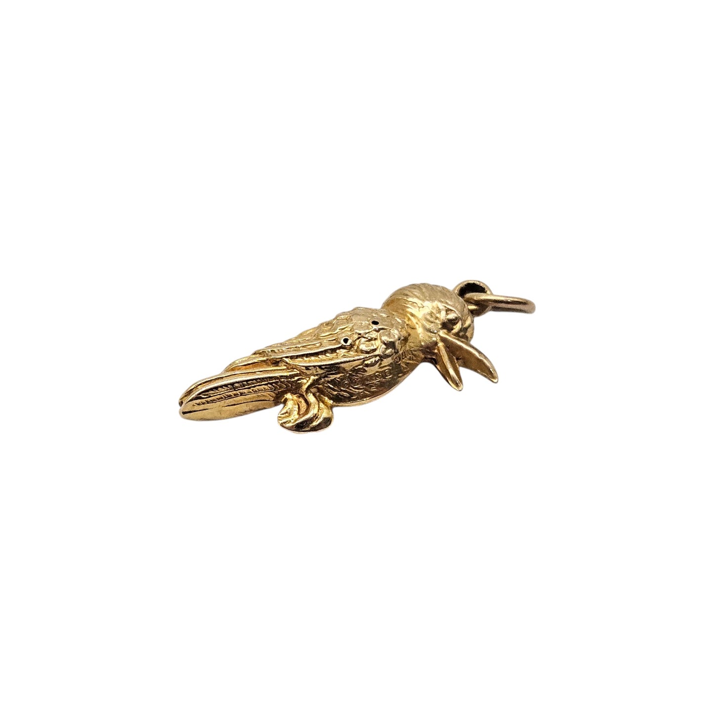 9ct 375 Yellow Gold Woodpecker Charm 1963 L 2.2 cm 0.9 g.