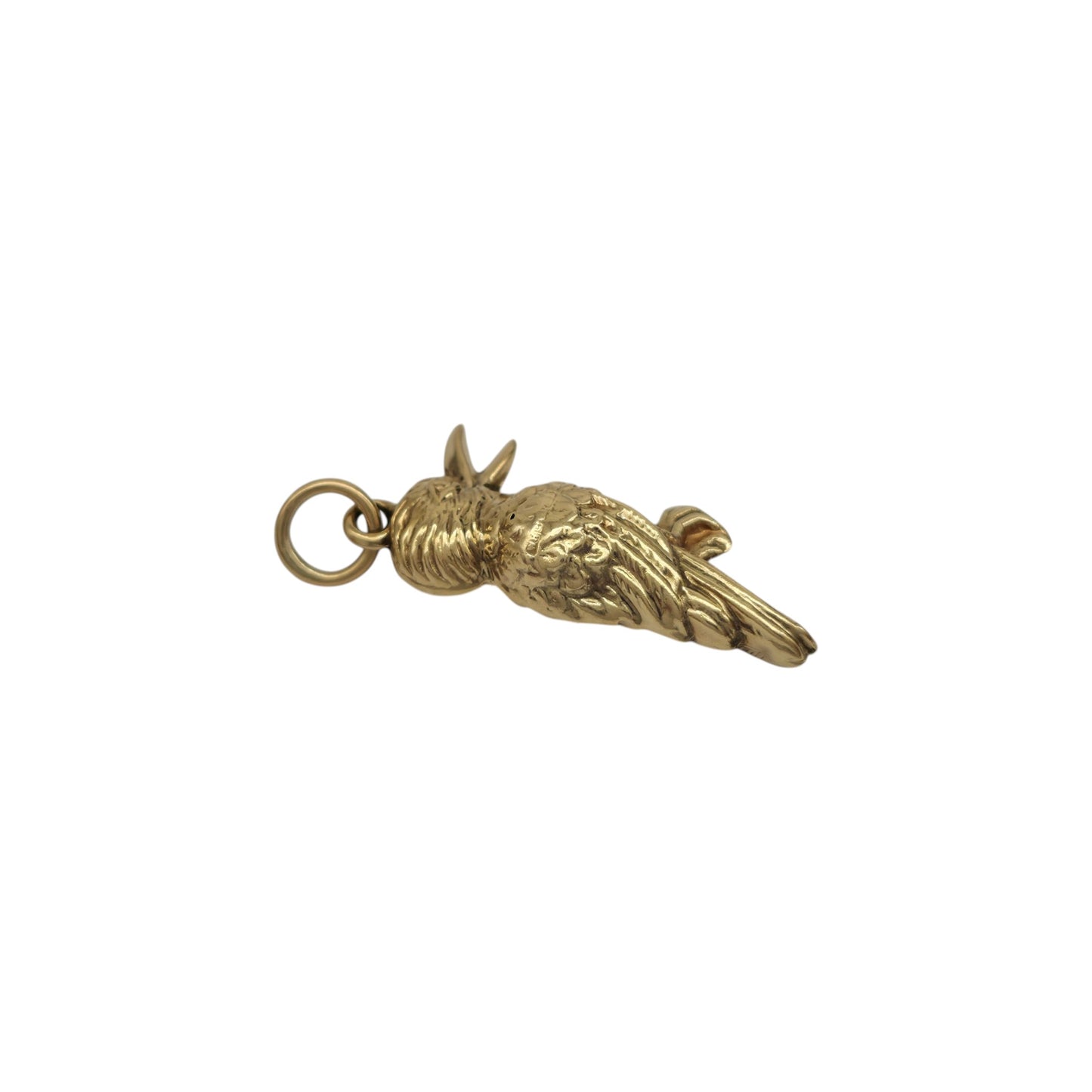 9ct 375 Yellow Gold Woodpecker Charm 1978 L 2.1 cm 1.0 g.
