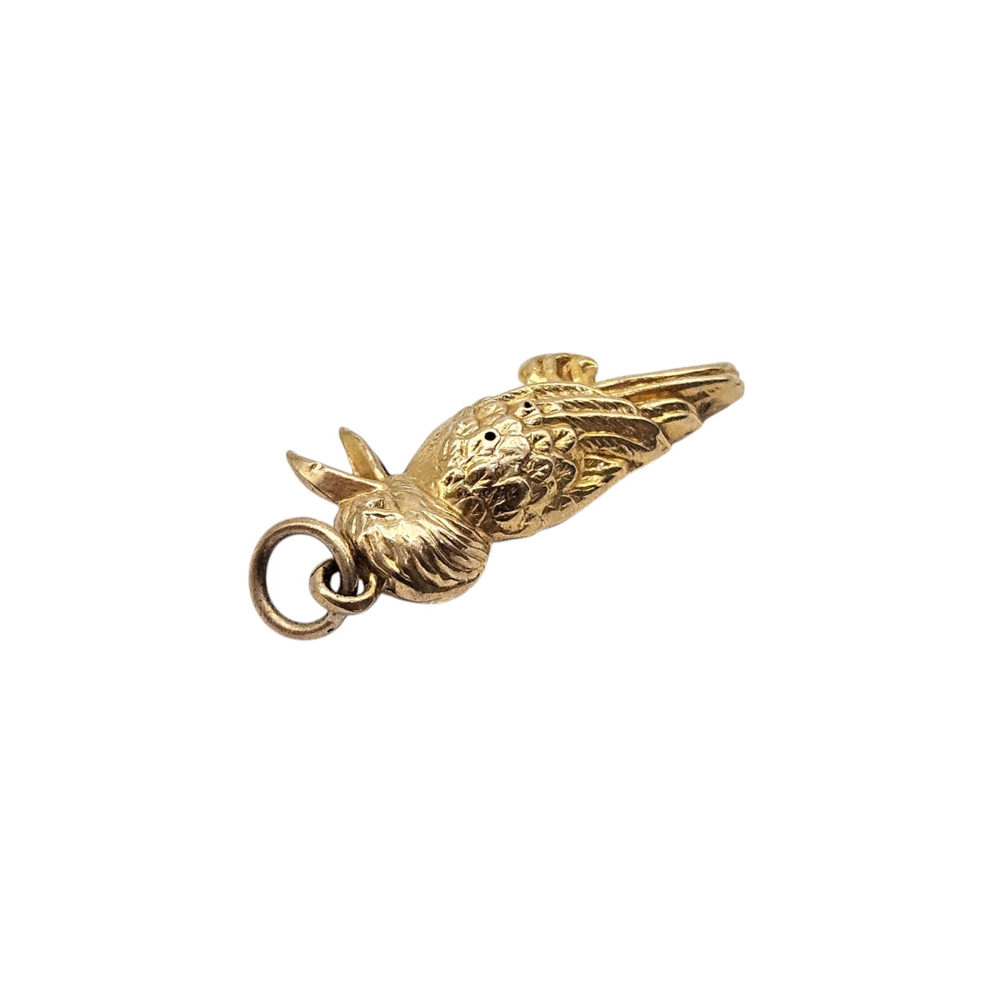 9ct 375 Yellow Gold Woodpecker Charm 1963 L 2.2 cm 0.9 g.