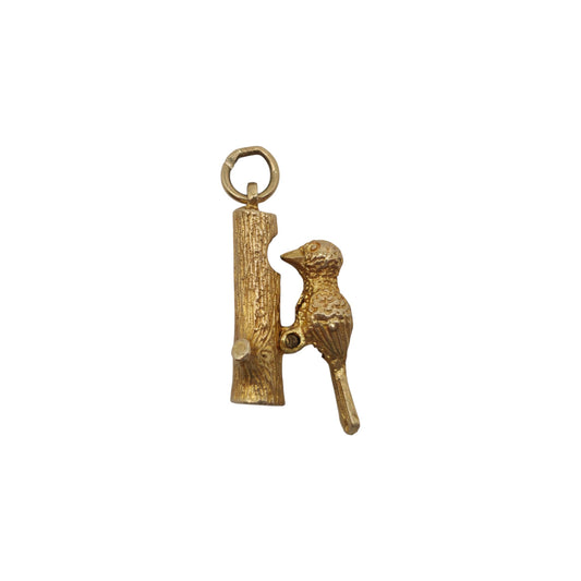 9ct 375 Yellow Gold Woodpecker Articulated Charm 1969 L 1.8 cm 2.5 g.