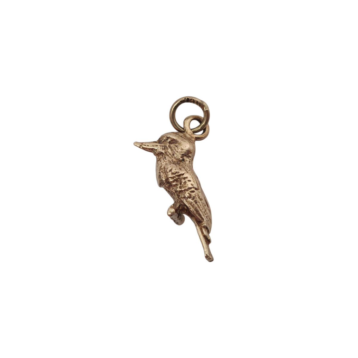 Cast 9ct Yellow Gold Woodpecker Charm L 1.9 cm 3.0 g.