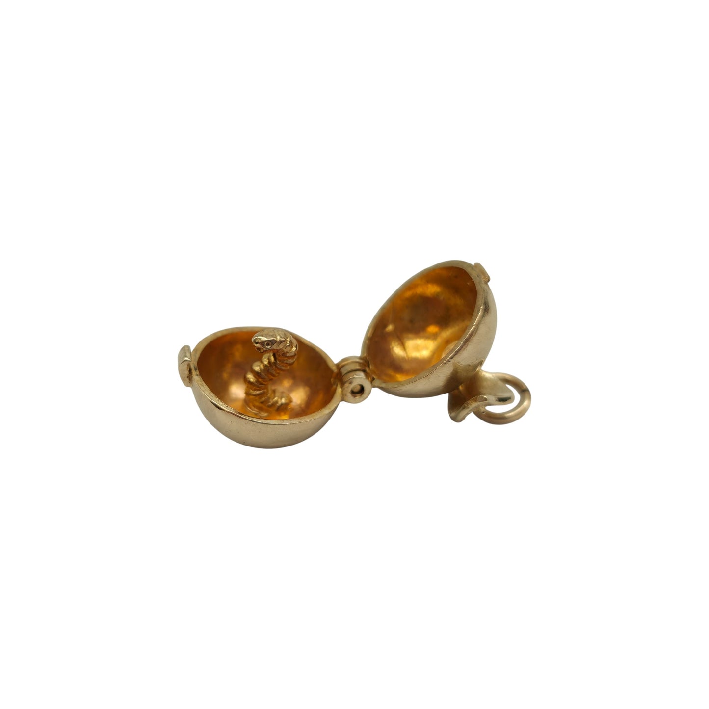 希少 9金 375イエローゴールド リンゴの中に虫 開くチャーム 1978年 L 1.2cm 3.8g