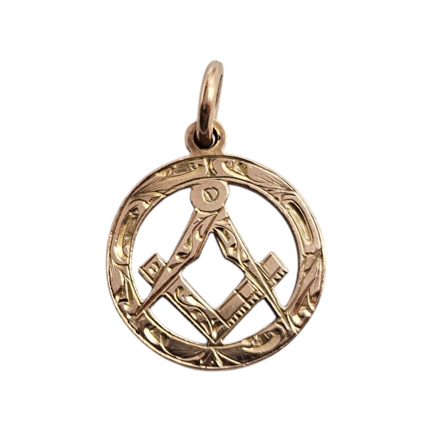 9ct 375 Rose Gold Masonic Fob Pendant 1928 L 1.9 cm 3.8 g.