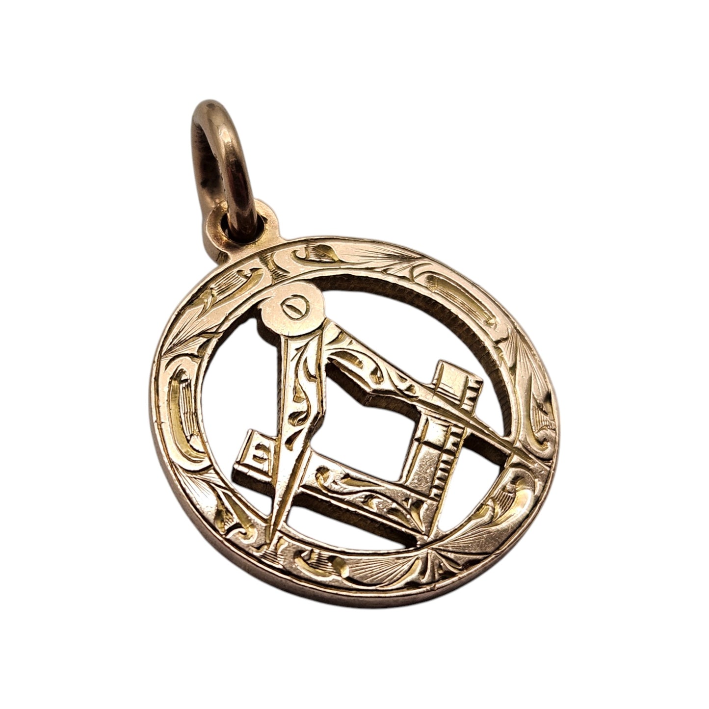 9ct 375 Rose Gold Masonic Fob Pendant 1928 L 1.9 cm 3.8 g.