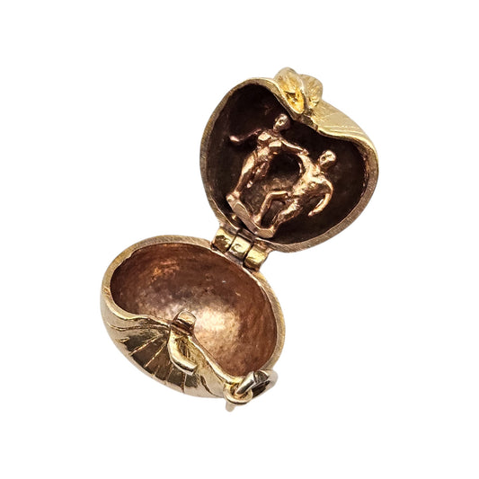 9ct 375 Yellow Gold Adam & Eve Inside Apple Opening Charm 1961, 5.2 g.