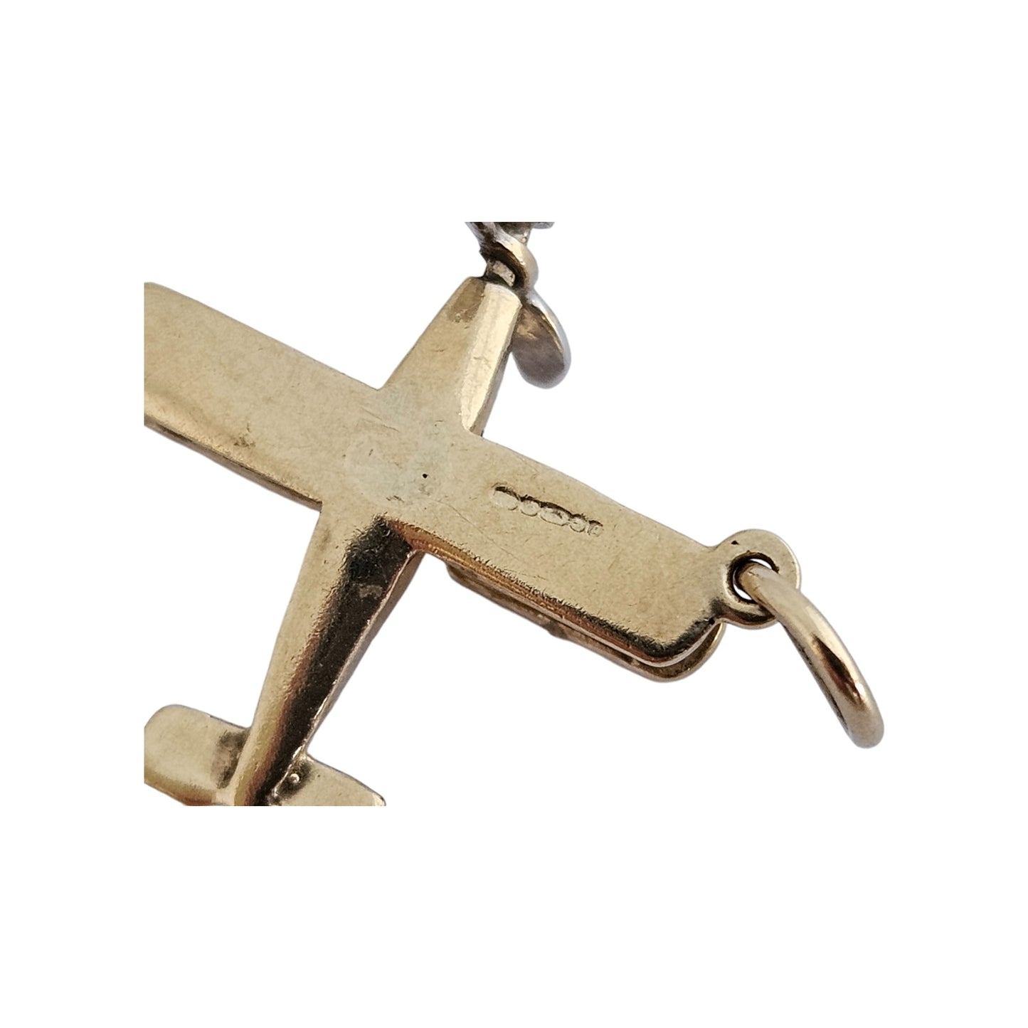 9ct 375 Yellow Gold Aeroplane Articulated Charm c.1990's L 1.6 cm 1.3 g