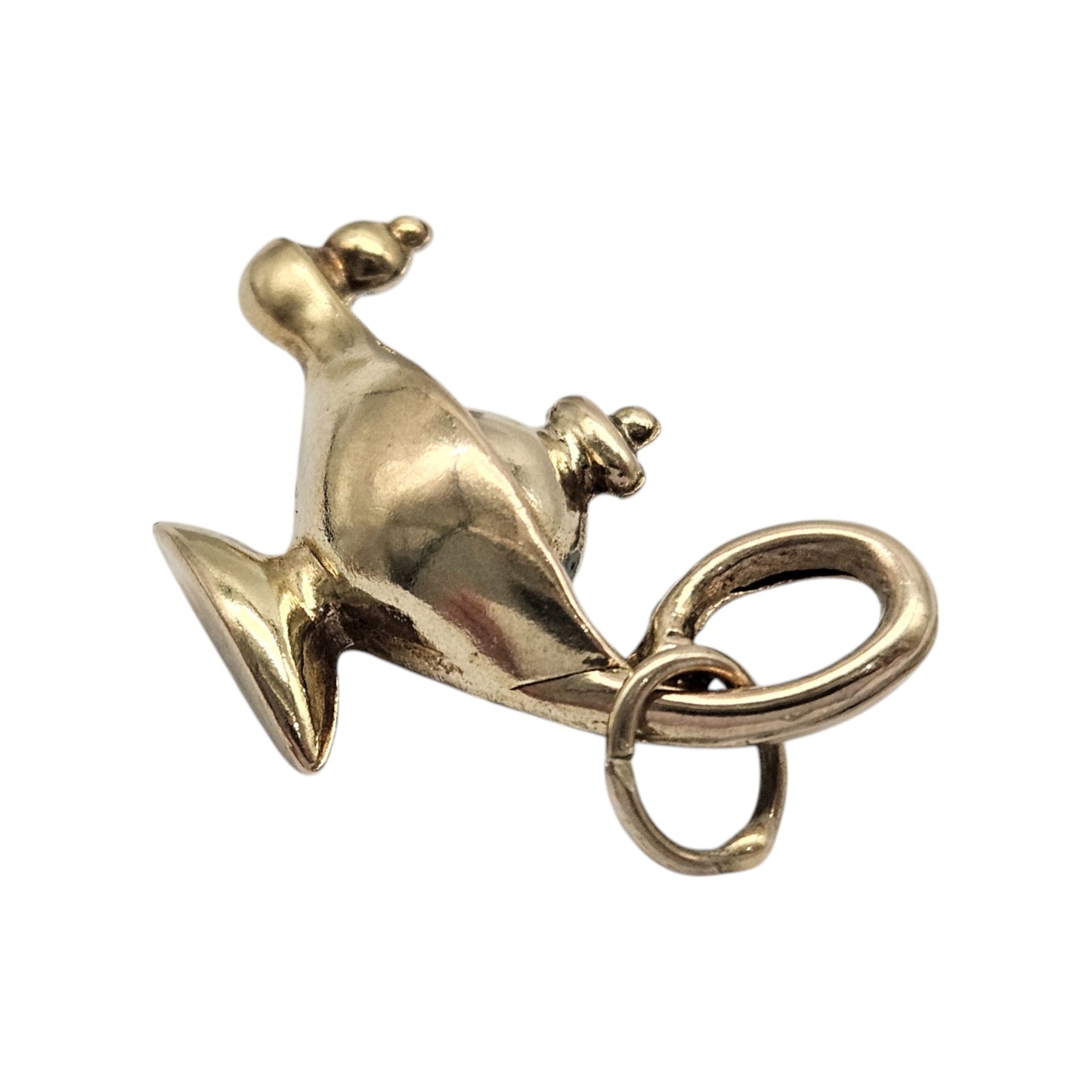 9ct 375 Yellow Gold Aladdin's Genie Lamp Charm 1967 L 2.6 cm 1.5 g.