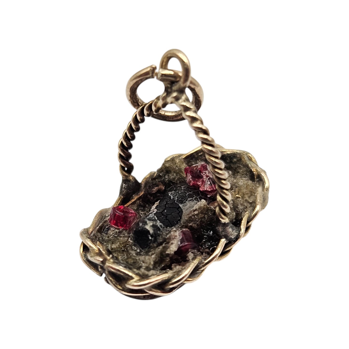 Antique 9ct Yellow Gold Basket Charm c.1910 L 1.5 cm 1.4 g.