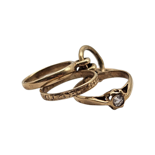9ct 375 Yellow Gold Bundle Of Rings Charm c.1990's