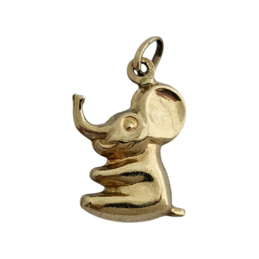 9ct 375 Yellow Gold Cartoon Elephant Charm L 1.3 cm 0.6 g.