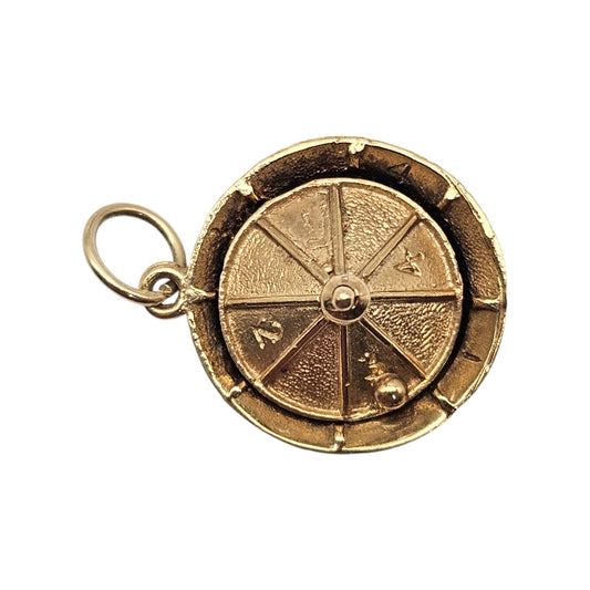 9ct 375 Yellow Gold Articulated Casino Roulette Gambling Charm 1971 5.1 g