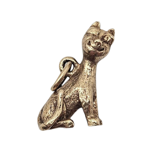 9ct 375 Yellow Gold Cat Charm 1973 L 1.7 cm 2.4 g