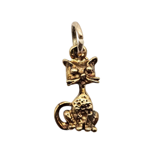 9ct Yellow Gold Cat Charm L 1.3 cm 1.2 g.