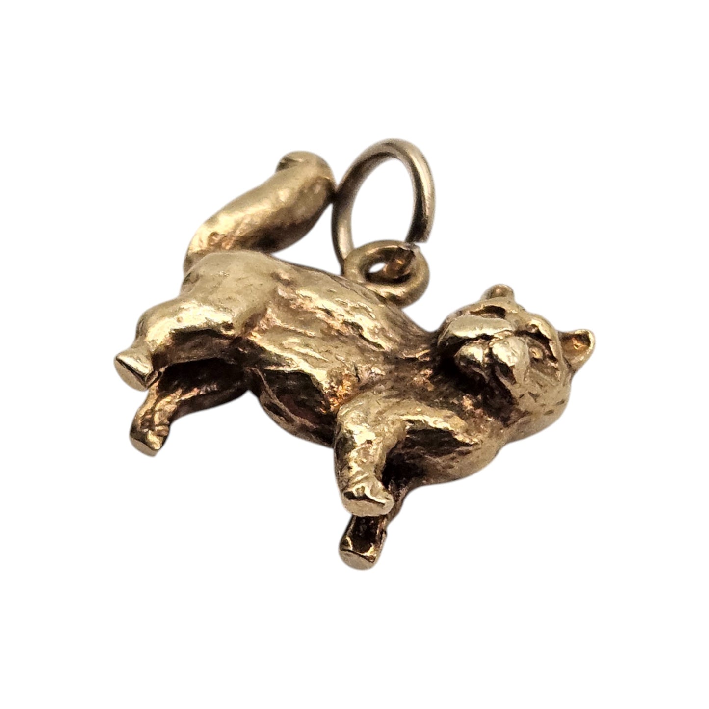 9ct 375 Yellow Gold Cat Charm 1978 L 1.3 cm 3.0 g.
