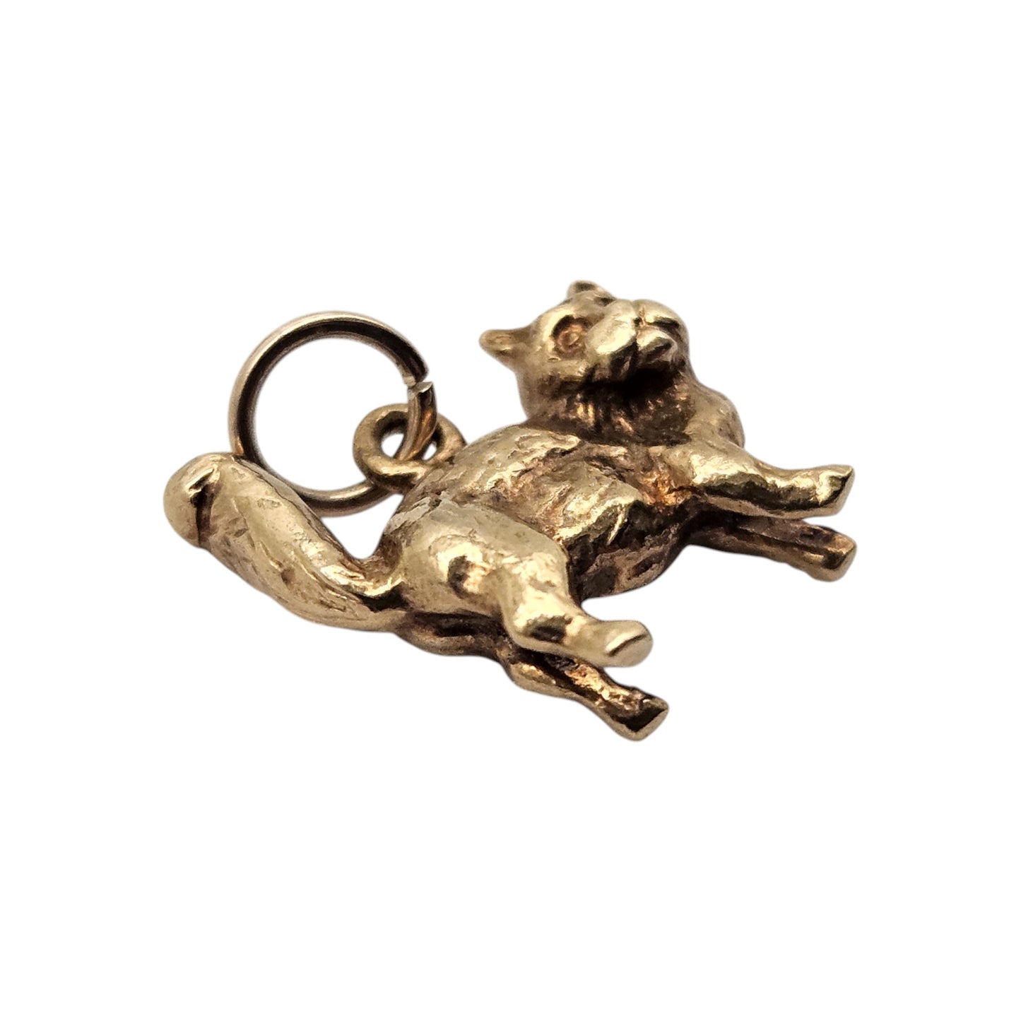 9ct 375 Yellow Gold Cat Charm 1978 L 1.3 cm 3.0 g.