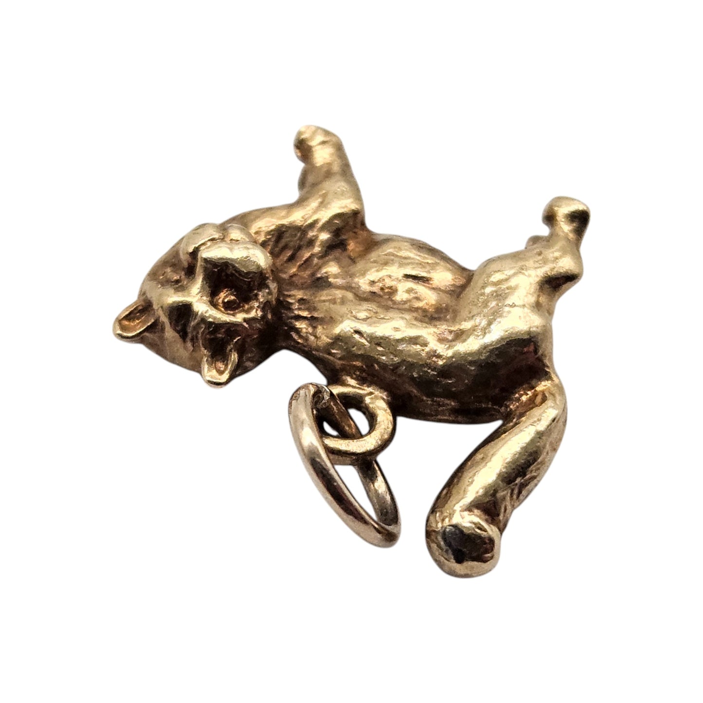 9ct 375 Yellow Gold Cat Charm 1978 L 1.3 cm 3.0 g.