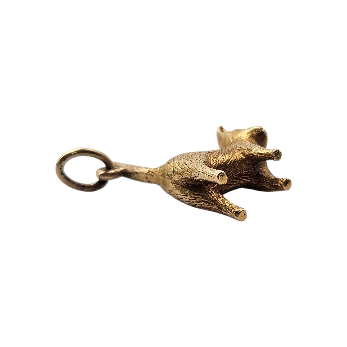 Cast 9ct 375 Yellow Gold Cat Charm 1966 L 2.1 cm 5.2 g.