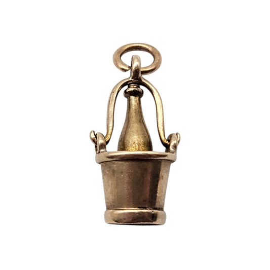 9ct Yellow Gold Champagne Bucket Charm L 1.6 cm 2.1 g.