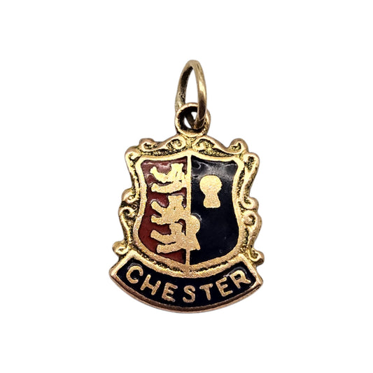 9ct 375 Yellow Gold & Enamel Chester Charm 1971 L 1.2 cm 1.2 g.
