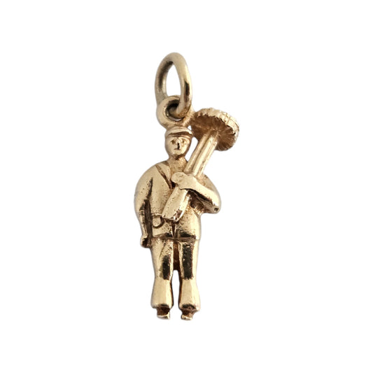 9ct 375 Yellow Gold Chimney Sweep Charm 1963 L 1.6 cm 1.5 g.