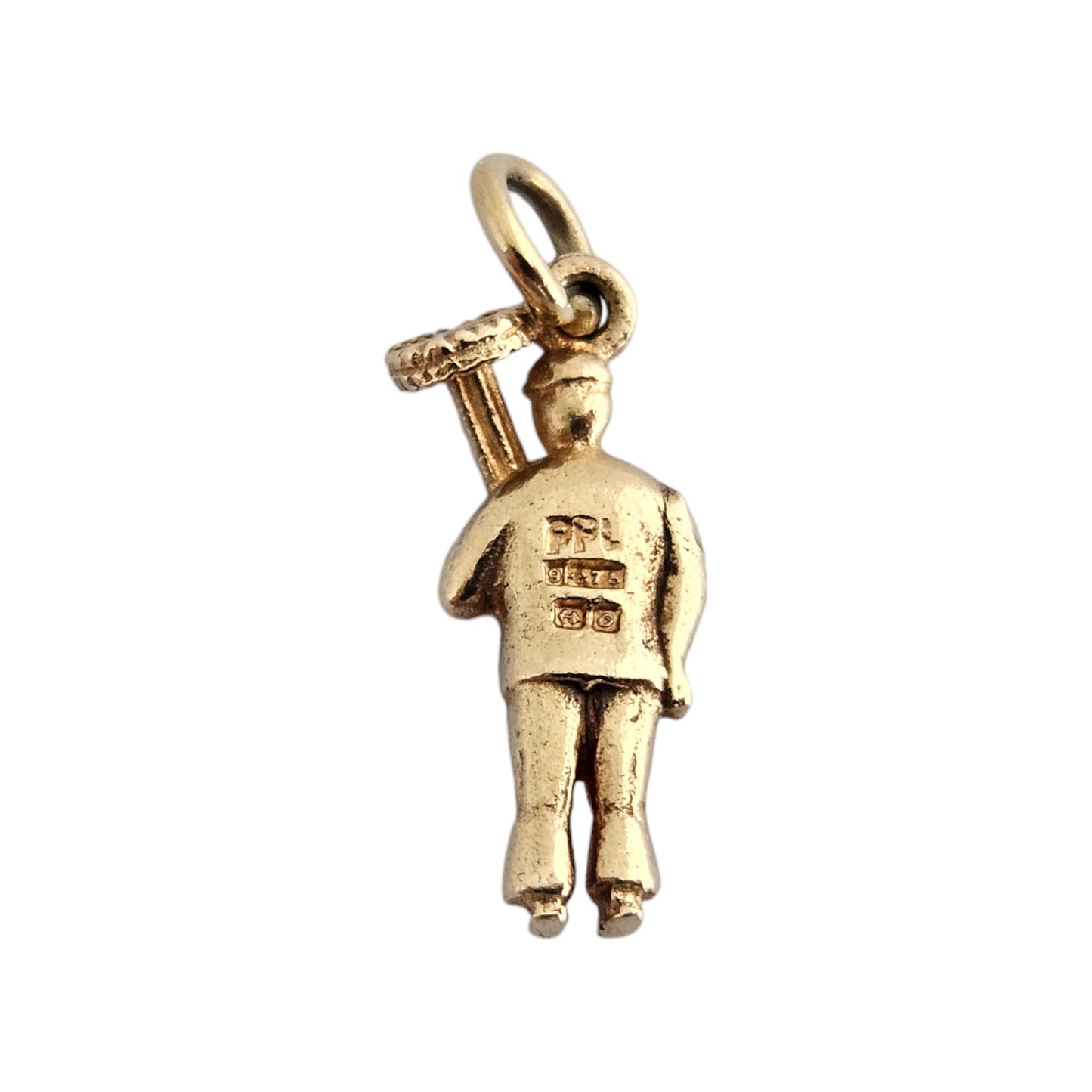 9ct 375 Yellow Gold Chimney Sweep Charm 1963 L 1.6 cm 1.5 g.