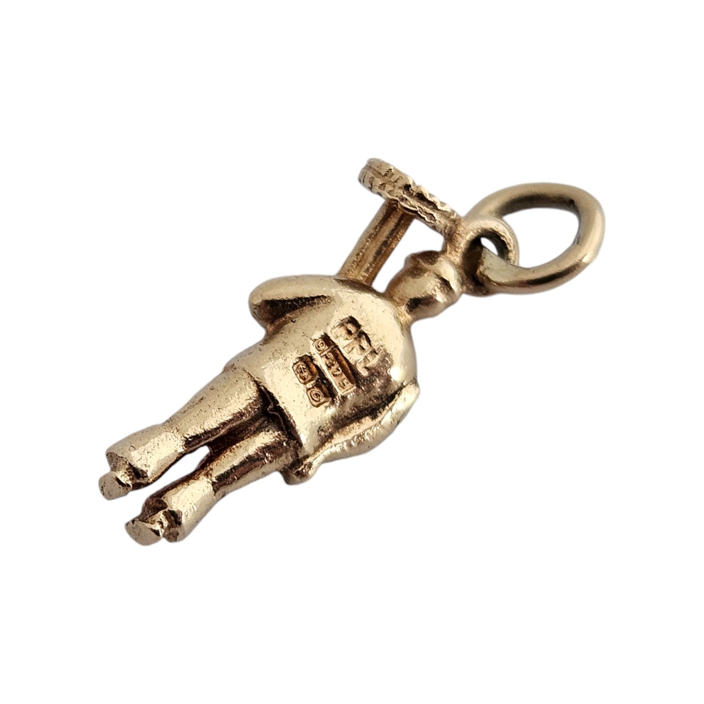 9ct 375 Yellow Gold Chimney Sweep Charm 1963 L 1.6 cm 1.5 g.