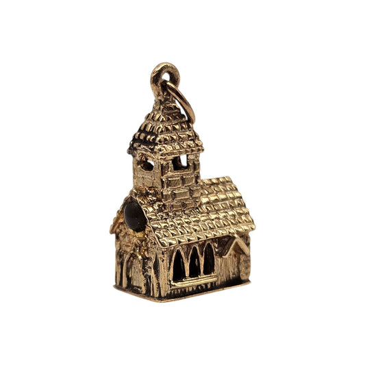 9ct 375 Yellow Gold Church Stanhope Charm 1977 L 1.7 cm 3.6 g.