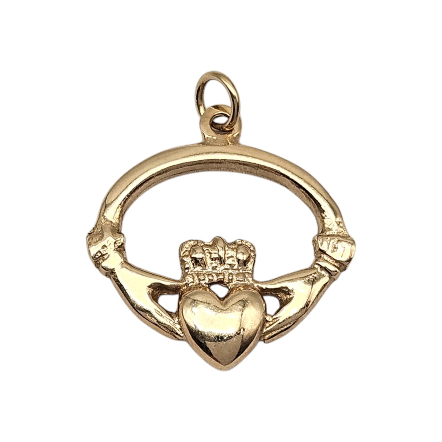 Irish 9ct 375 Yellow Gold Claddagh Charm c.1976 L 1.8 cm 1.9 g.