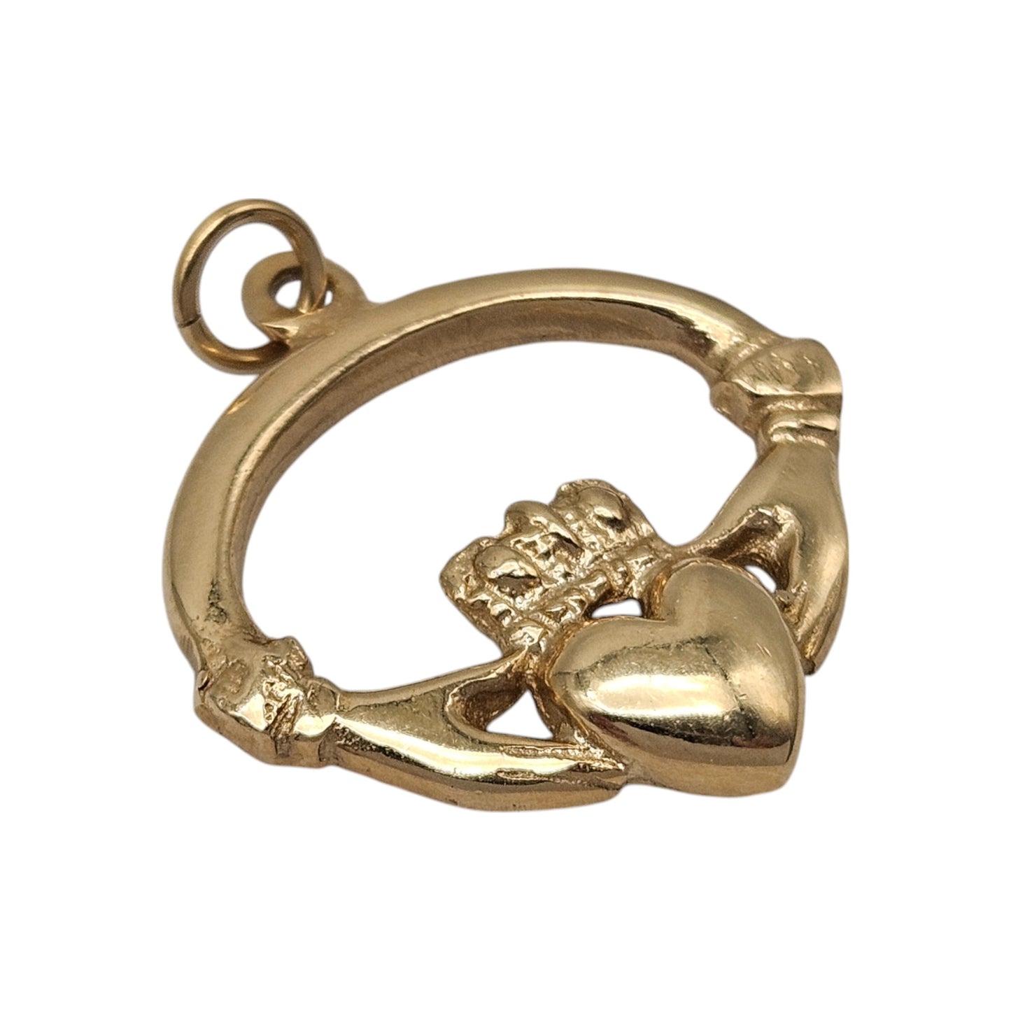 Irish 9ct 375 Yellow Gold Claddagh Charm c.1976 L 1.8 cm 1.9 g.