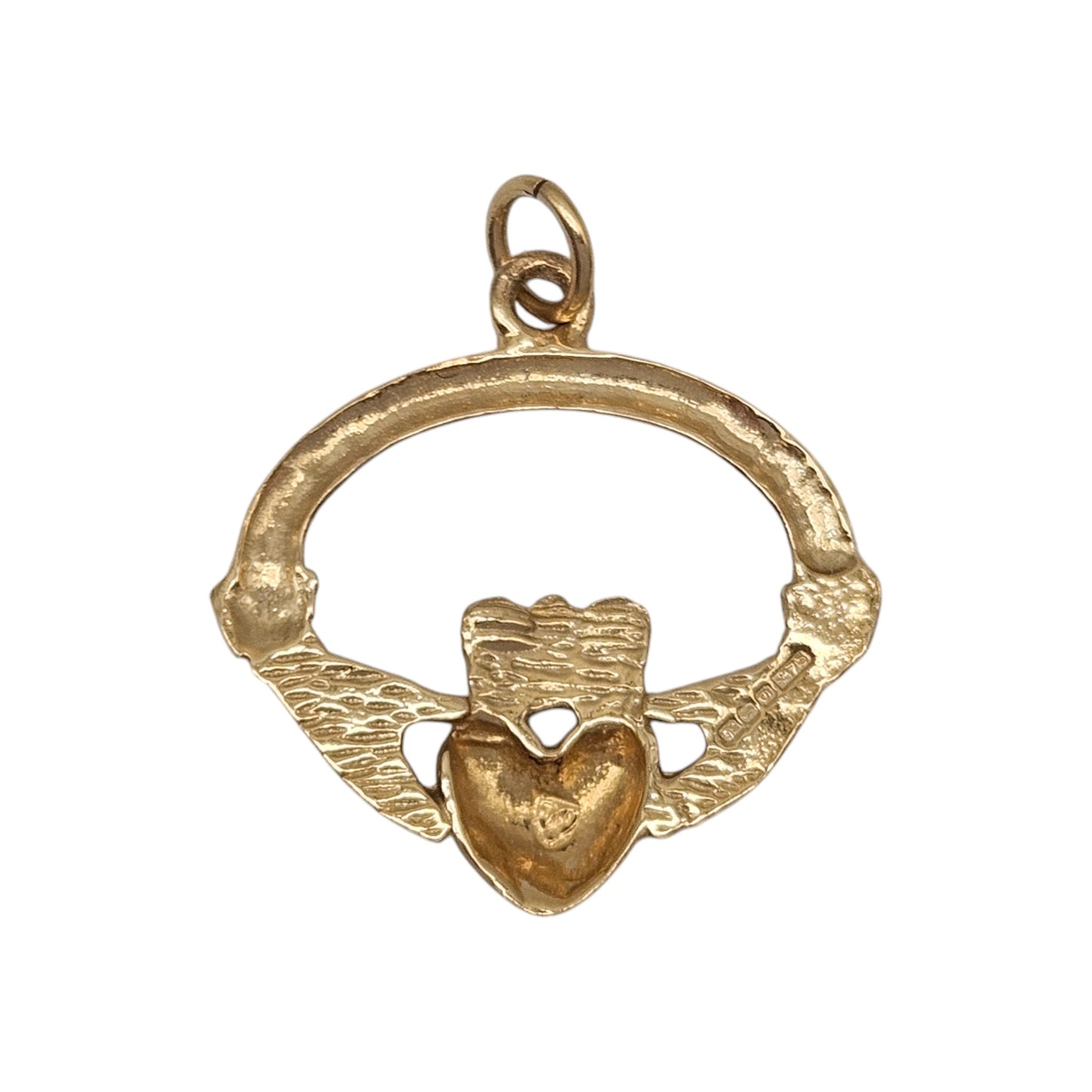 Irish 9ct 375 Yellow Gold Claddagh Charm c.1976 L 1.8 cm 1.9 g.