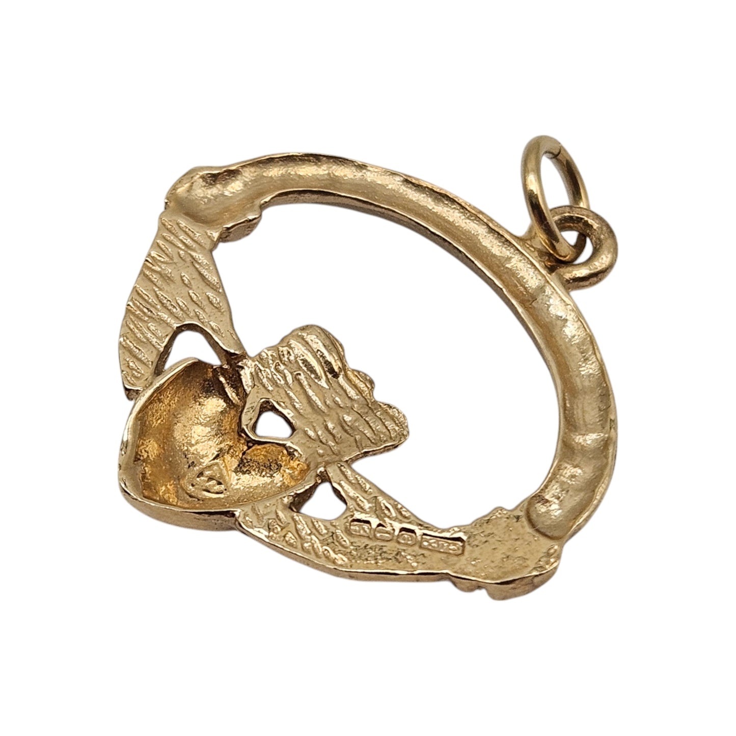 Irish 9ct 375 Yellow Gold Claddagh Charm c.1976 L 1.8 cm 1.9 g.