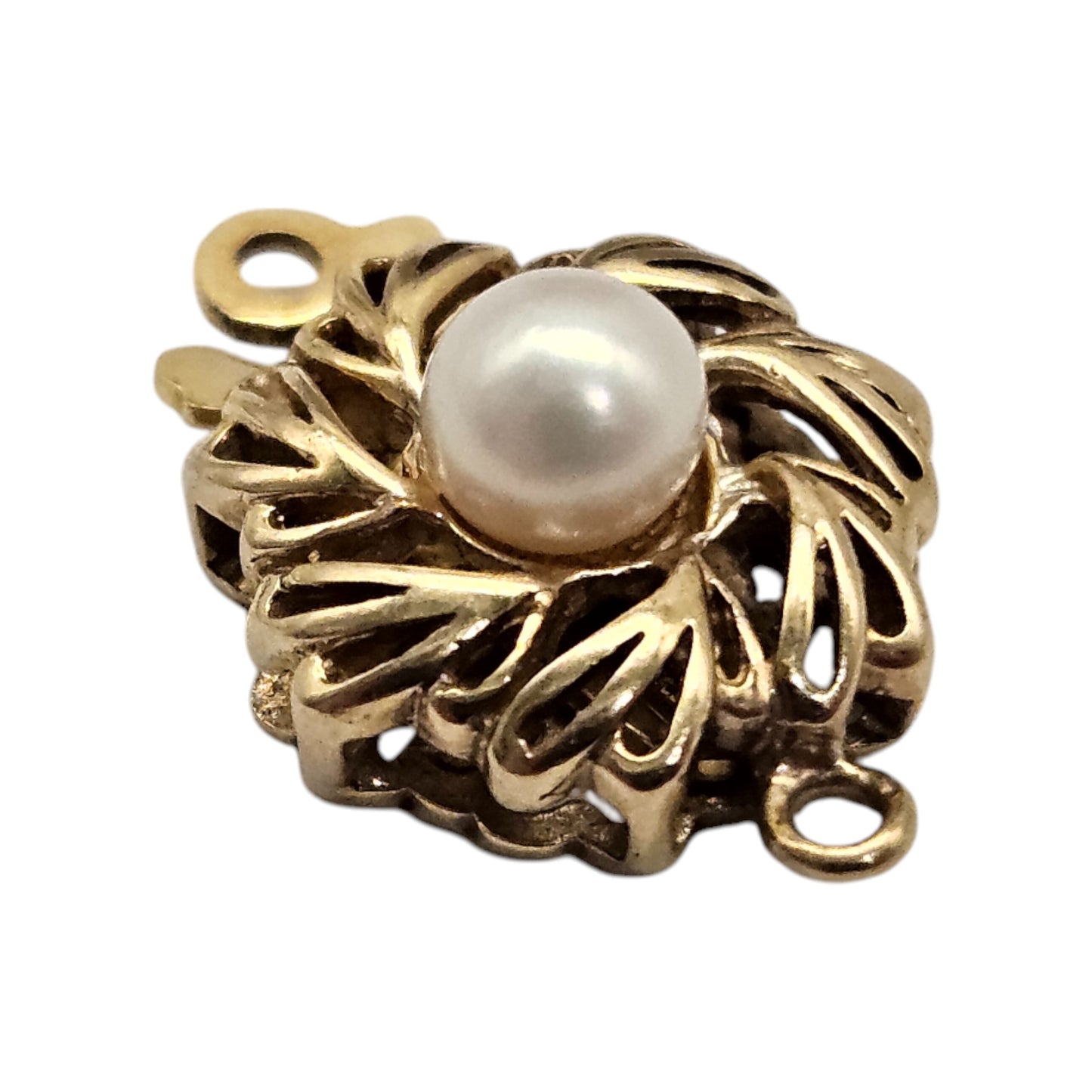 9ct 375 Yellow Gold Clasp With Pearl L 1.6 cm 1.4 g.