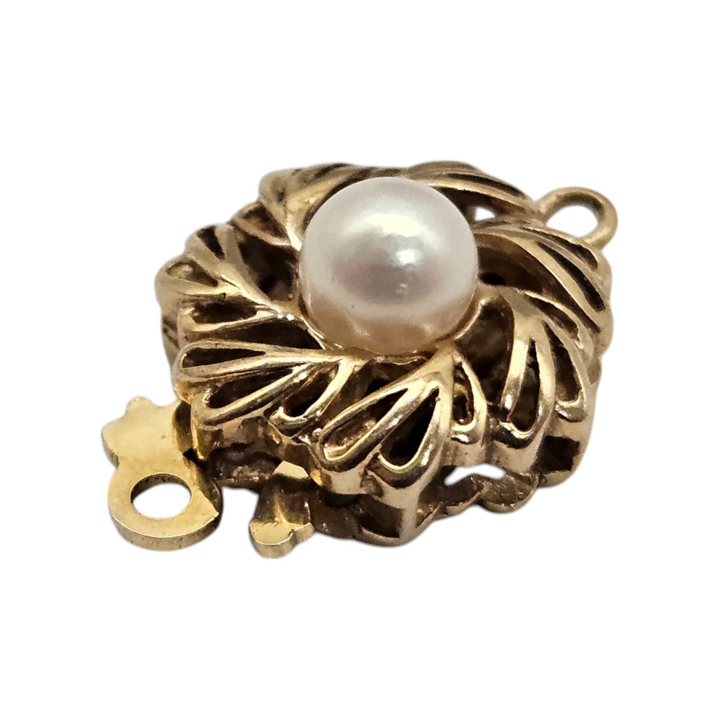 9ct 375 Yellow Gold Clasp With Pearl L 1.6 cm 1.4 g.