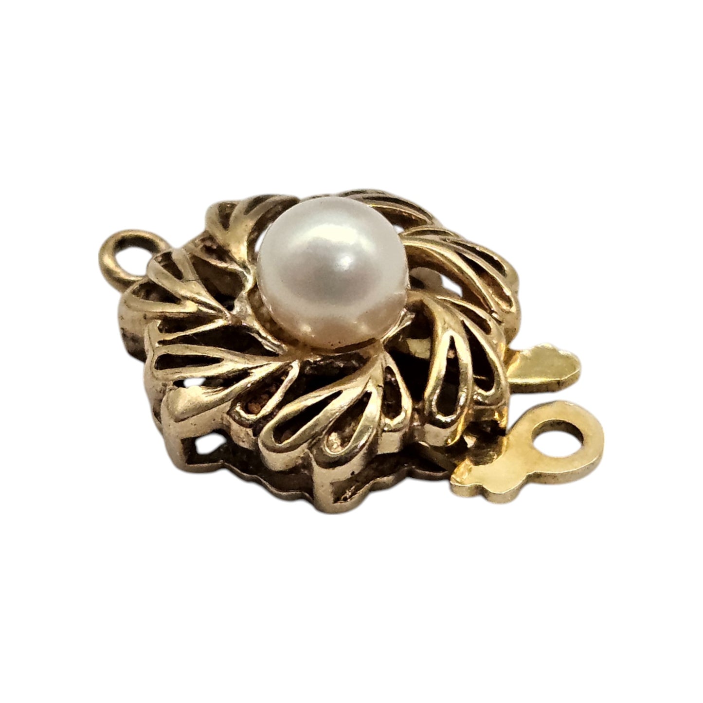 9ct 375 Yellow Gold Clasp With Pearl L 1.6 cm 1.4 g.